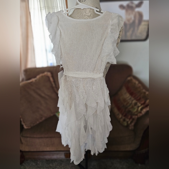 Ivory Ruffle Layered Kids Dress - Picture 3 of 3